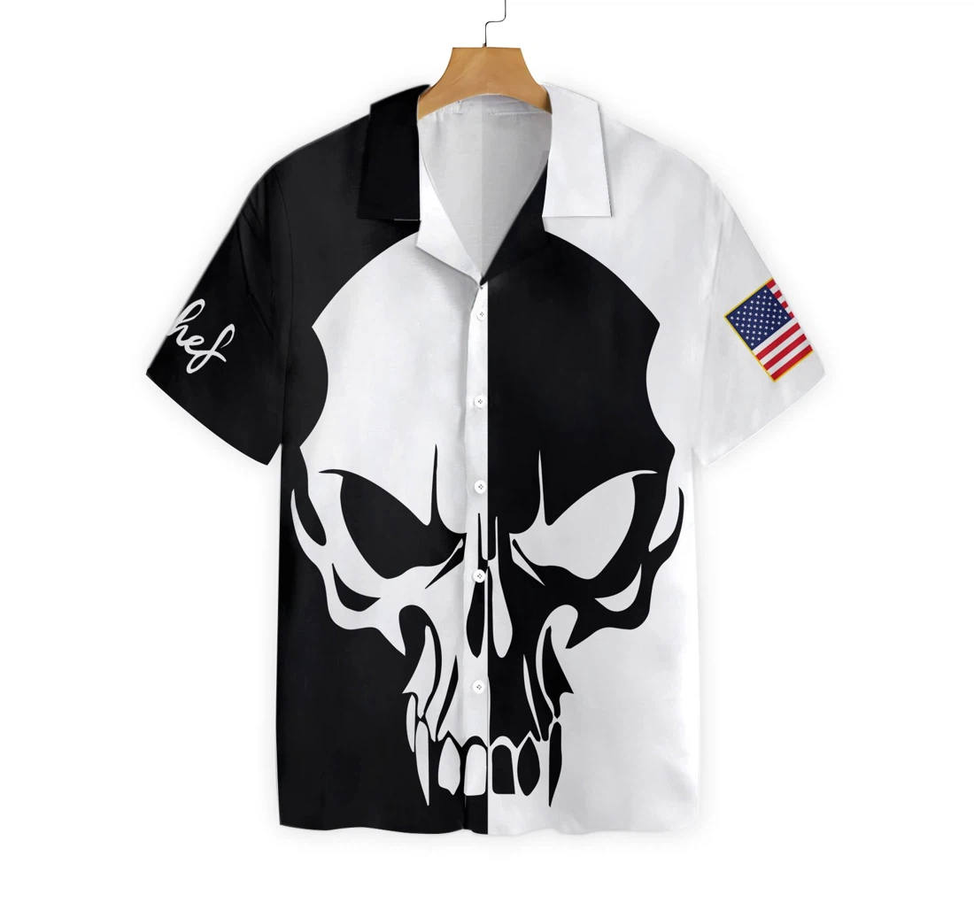 Skull Chef Hawaiian Shirt, Button Up Aloha Shirt For Men, Women