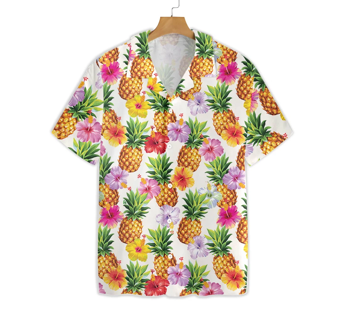 French Bulldog And Pineapple Hawaiian Shirt, Button Up Aloha Shirt For Men, Women