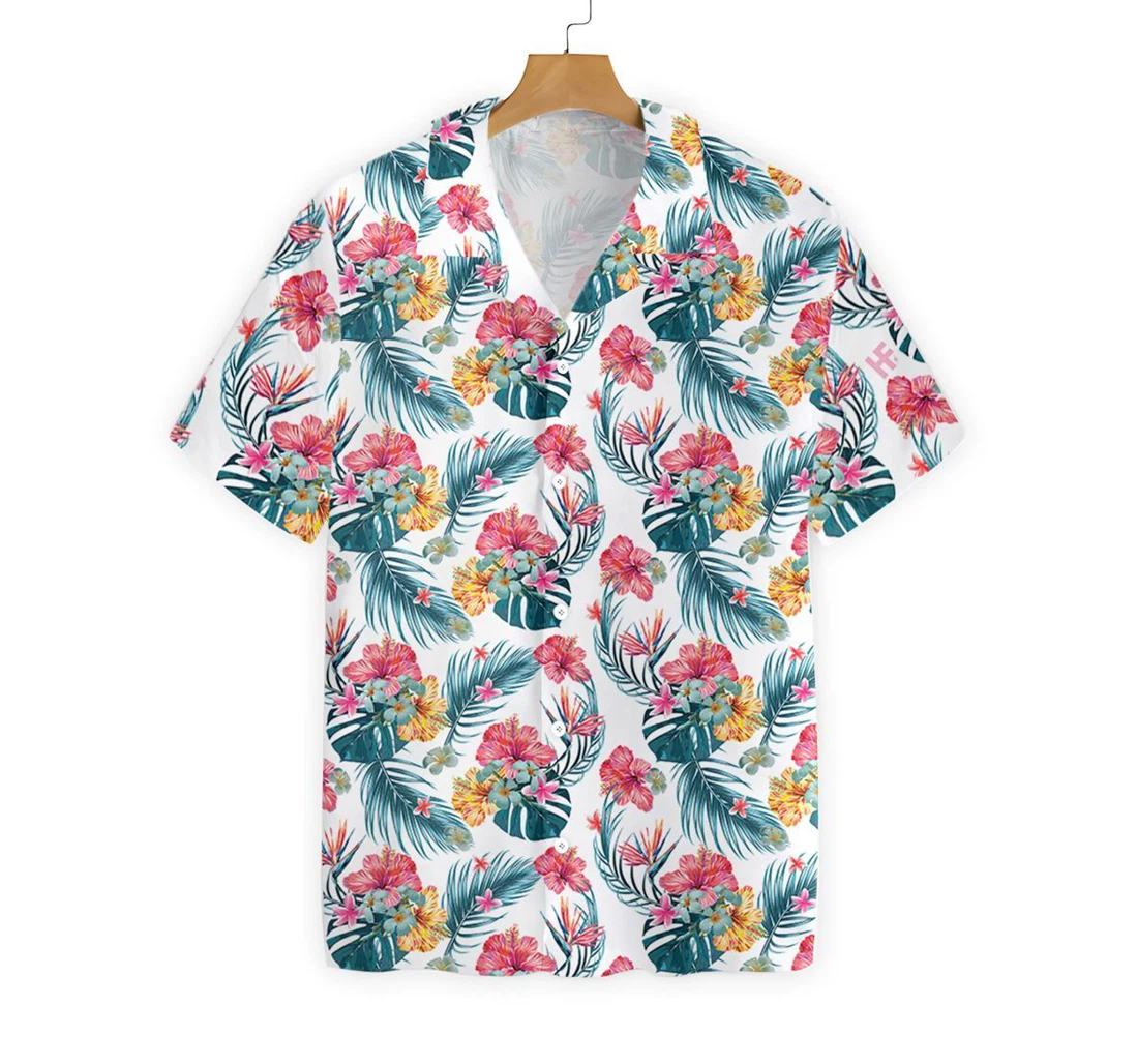 Flower Hawaiian Shirt, Button Up Aloha Shirt For Men, Women