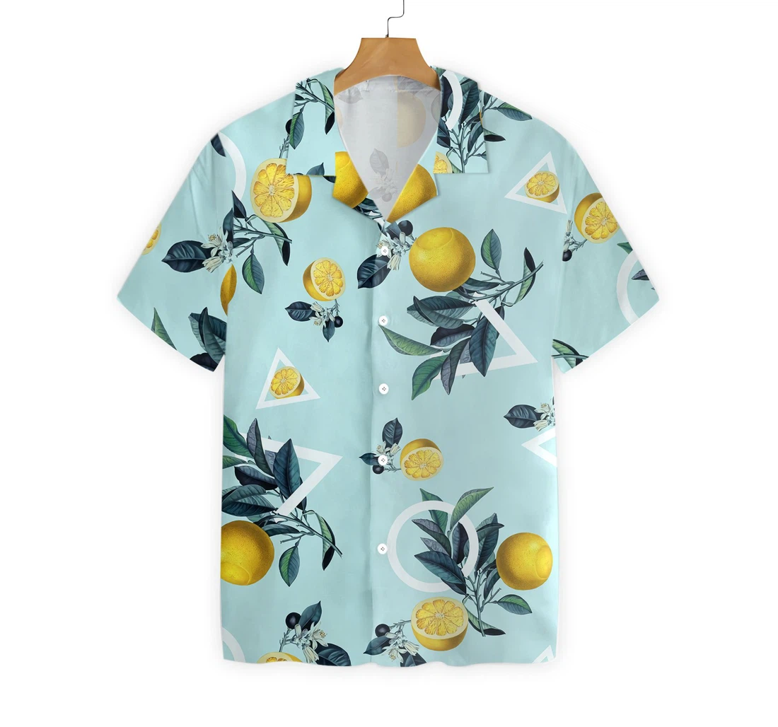Lemon Pattern Hawaiian Shirt, Button Up Aloha Shirt For Men, Women