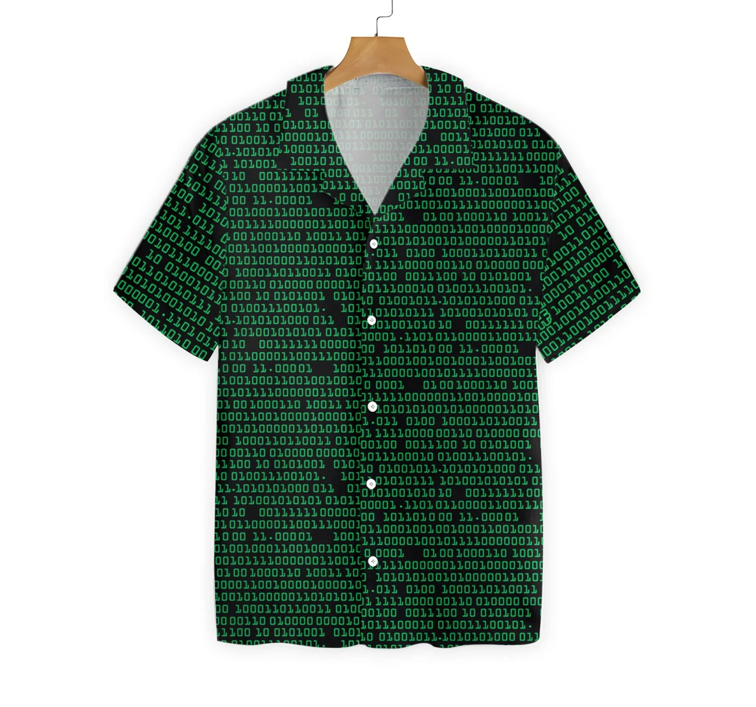 Binary Code Skull Hawaiian Shirt, Button Up Aloha Shirt For Men, Women