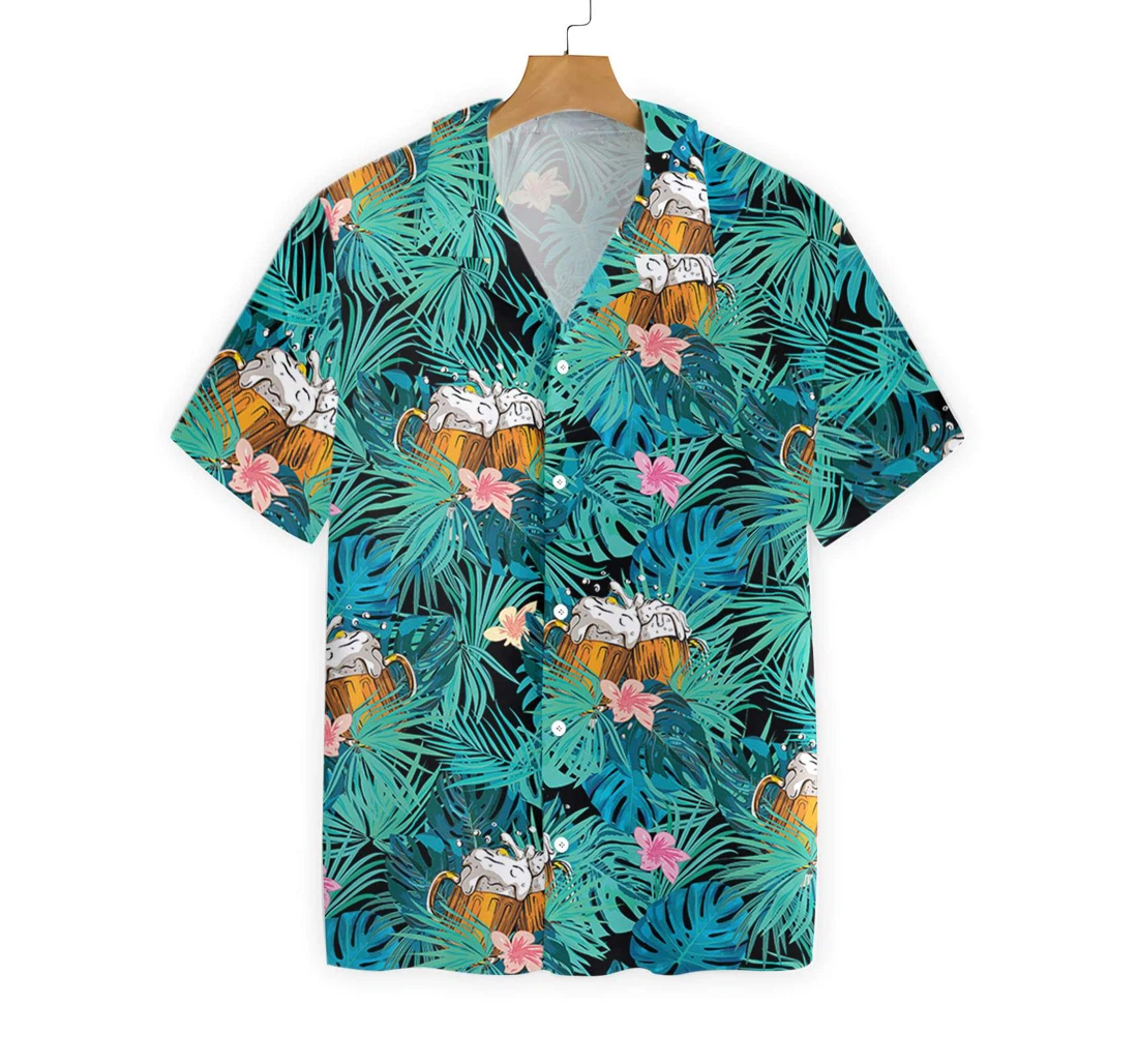 Beer Hawaiian Shirt, Button Up Aloha Shirt For Men, Women