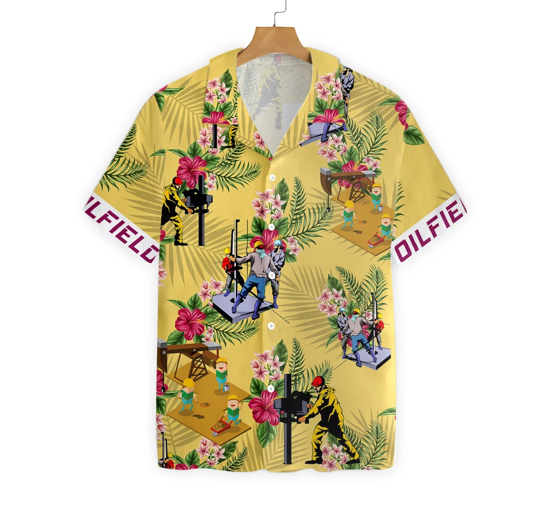 Oilfield Hawaiian Shirt, Button Up Aloha Shirt For Men, Women