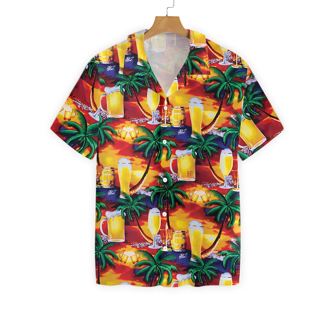 Beer In Paradise Hawaiian Shirt, Button Up Aloha Shirt For Men, Women