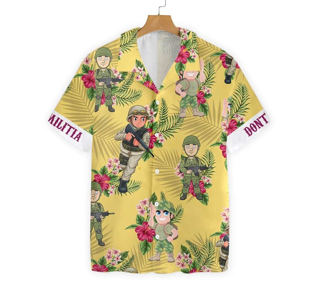 Militia Hawaiian Shirt, Button Up Aloha Shirt For Men, Women