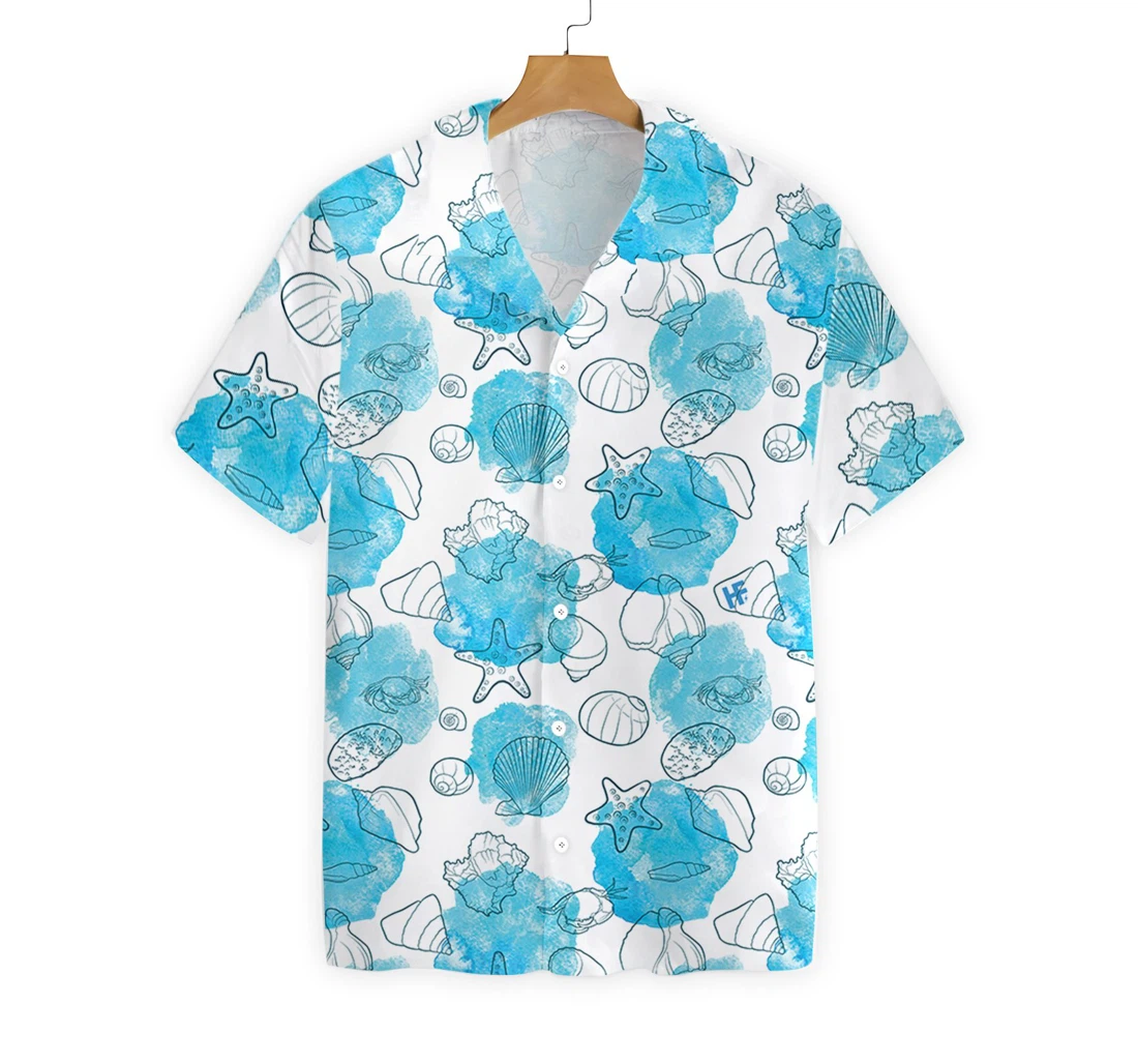 Star Fish And Seashells Hawaiian Shirt, Button Up Aloha Shirt For Men, Women