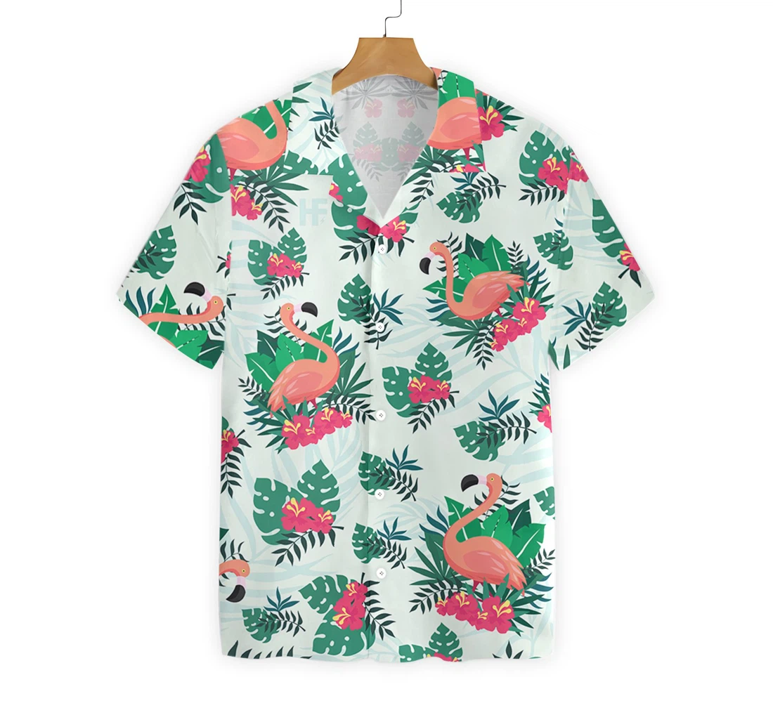 Flamingo Hawaiian Shirt, Button Up Aloha Shirt For Men, Women