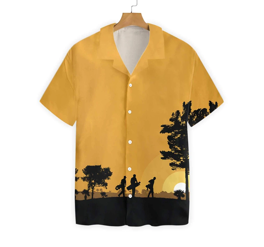 Golfers At Dusk Hawaiian Shirt, Button Up Aloha Shirt For Men, Women