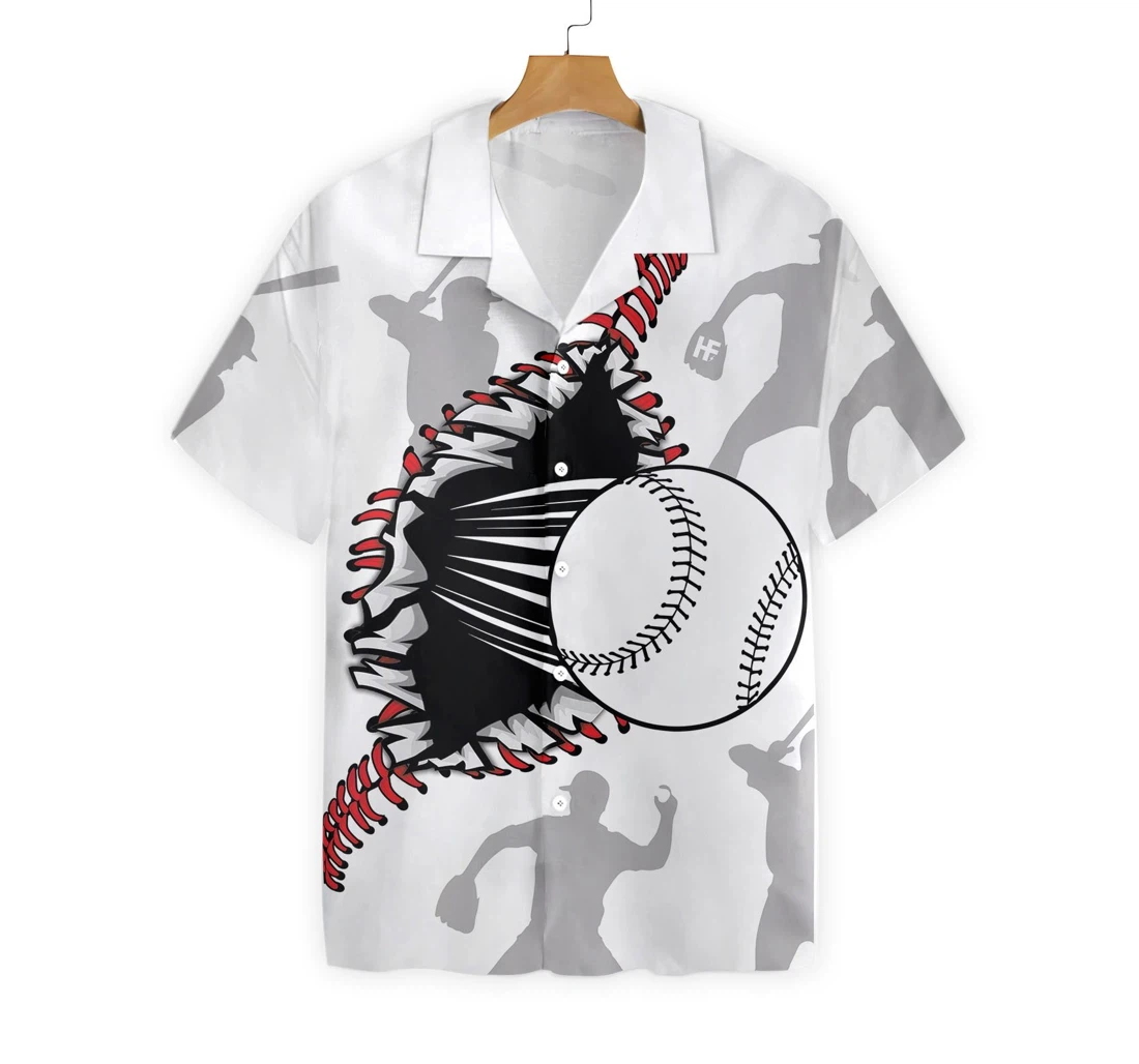 Baseball Wear Out Pattern Hawaiian Shirt, Button Up Aloha Shirt For Men, Women