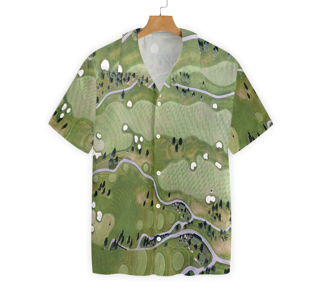 Golf Course Map Hawaiian Shirt, Button Up Aloha Shirt For Men, Women