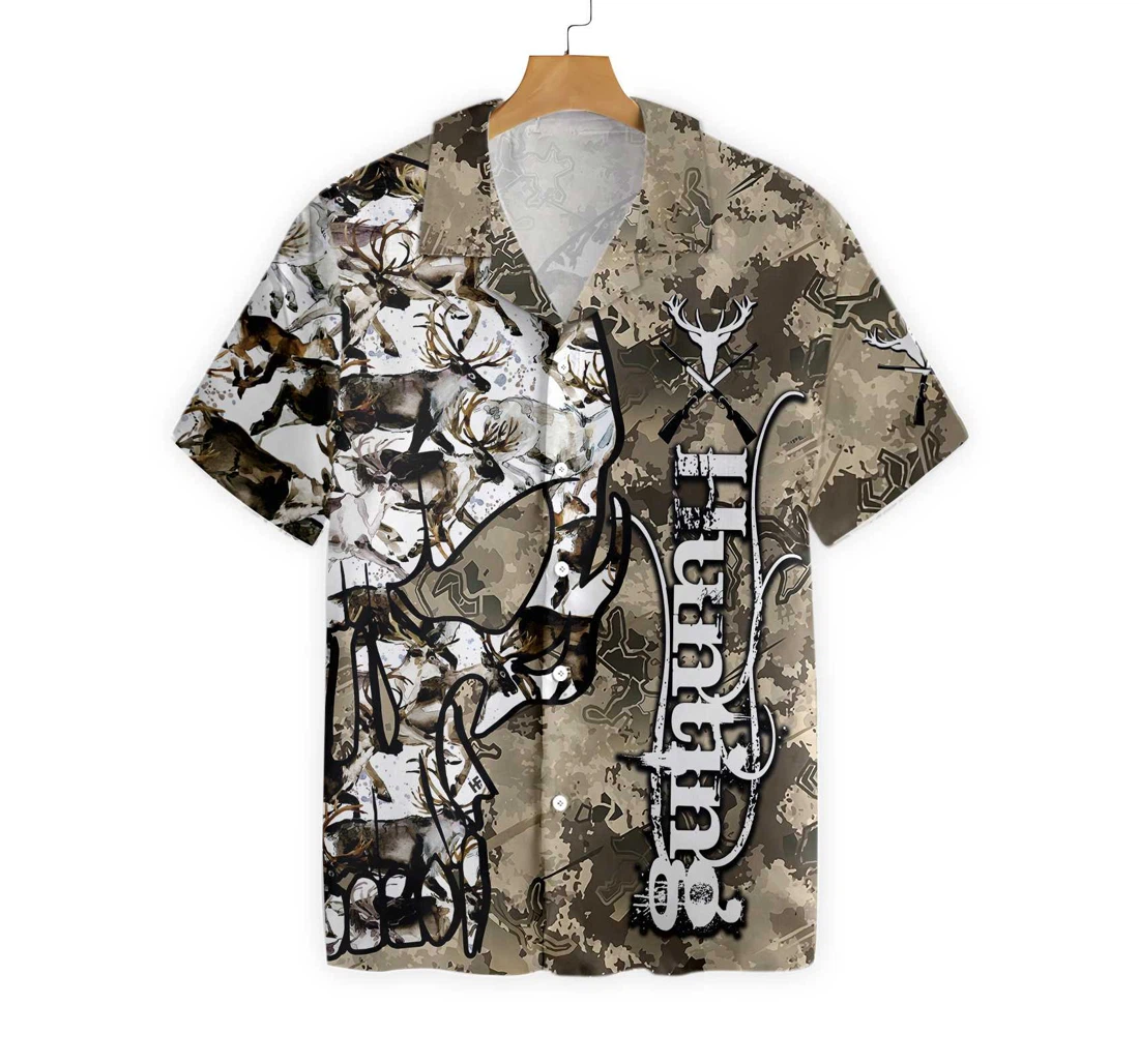 Hunting Camo And Skull Hawaiian Shirt, Button Up Aloha Shirt For Men, Women