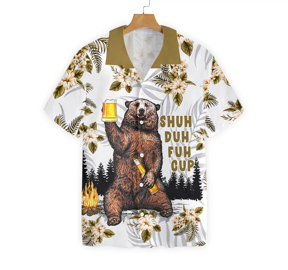 Bear Drinks Beer Hawaiian Shirt, Button Up Aloha Shirt For Men, Women