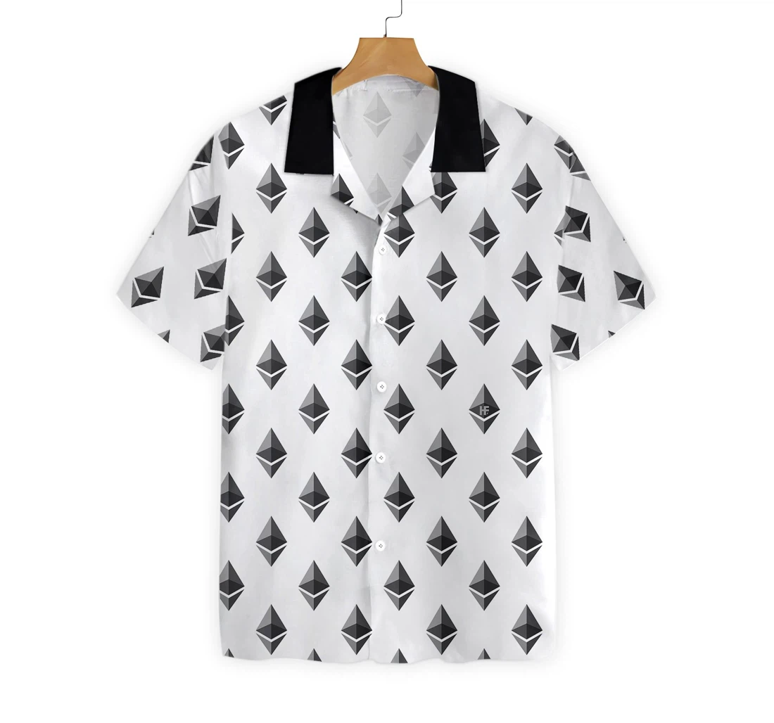 Seamless Ethereum Cryptocurrency Hawaiian Shirt, Button Up Aloha Shirt For Men, Women