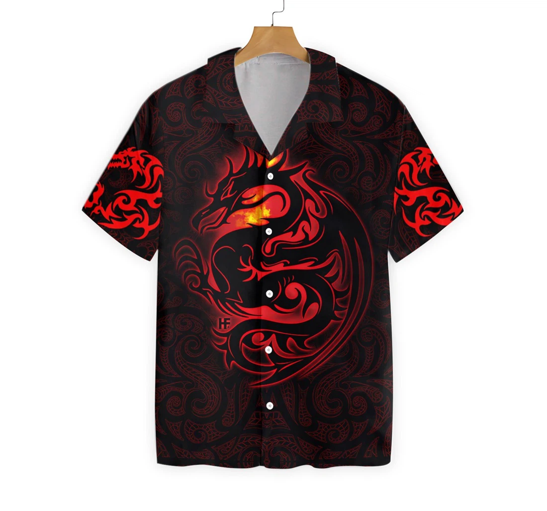 Dragon Tribal Tattoo Art Hawaiian Shirt, Button Up Aloha Shirt For Men, Women