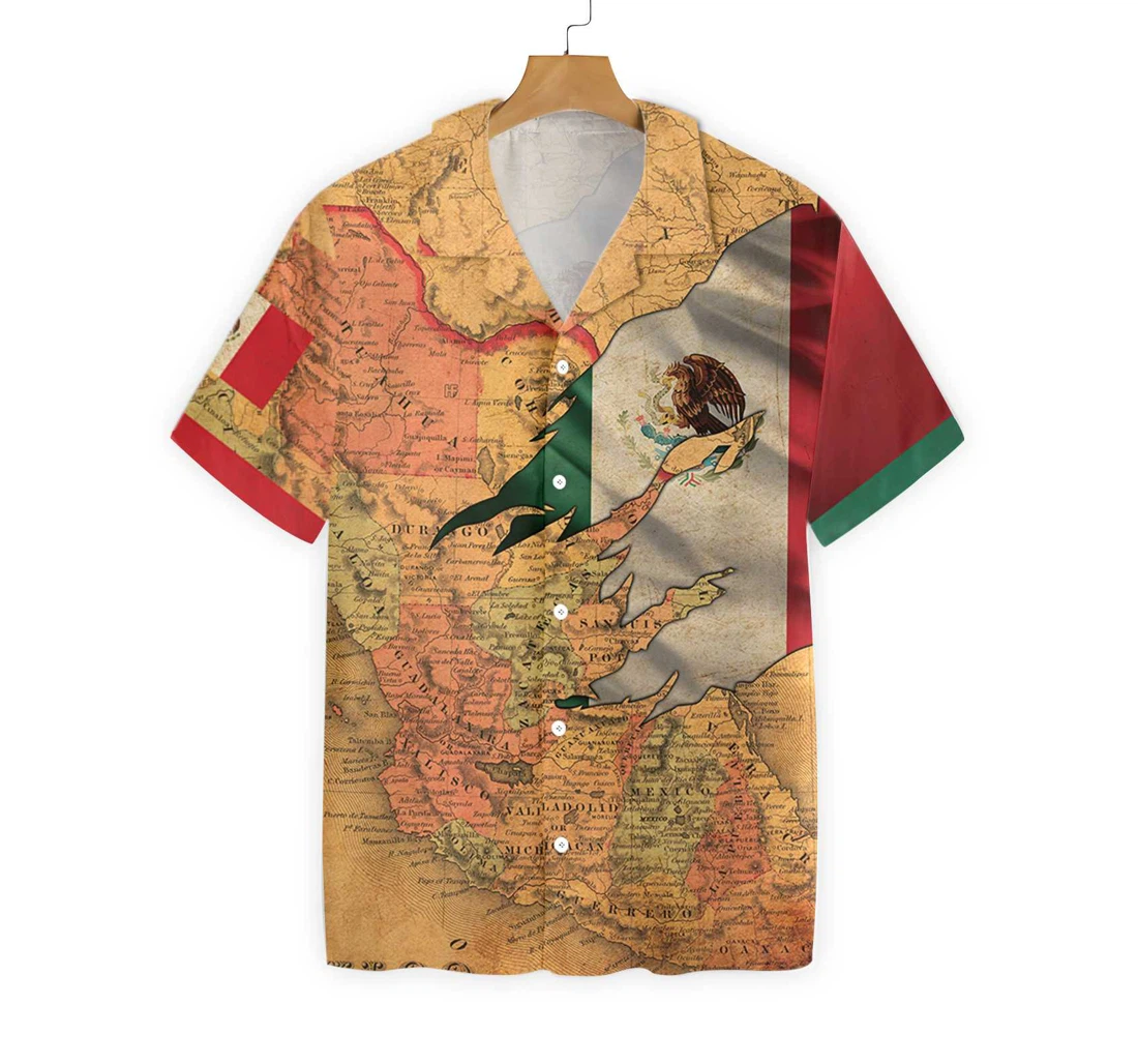 Mexico Map Flag Proud Hawaiian Shirt, Button Up Aloha Shirt For Men, Women