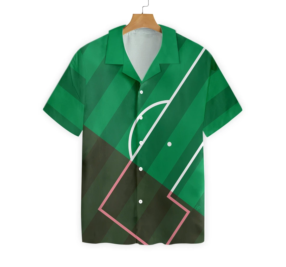 Football Field Illustration Hawaiian Shirt, Button Up Aloha Shirt For Men, Women