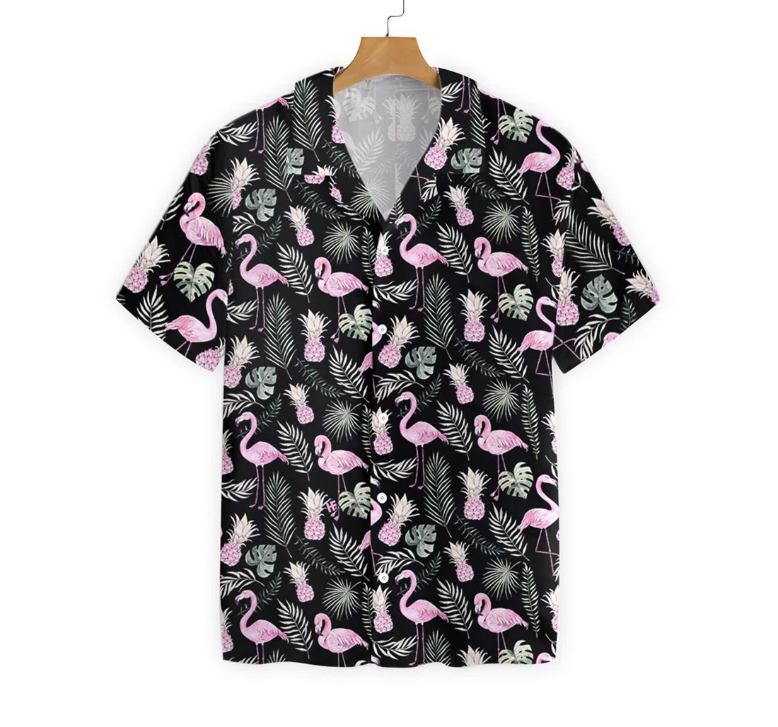 Flamingo Hawaiian Shirt, Button Up Aloha Shirt For Men, Women