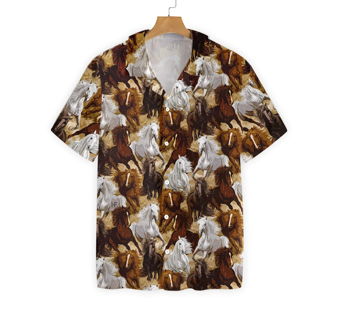 Horse Hawaiian Shirt, Button Up Aloha Shirt For Men, Women