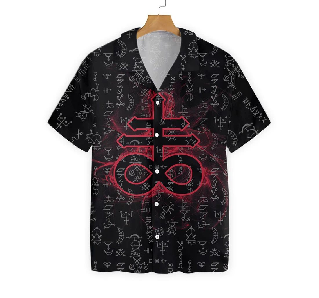 Satanism Magic Circle Sign Hawaiian Shirt, Button Up Aloha Shirt For Men, Women