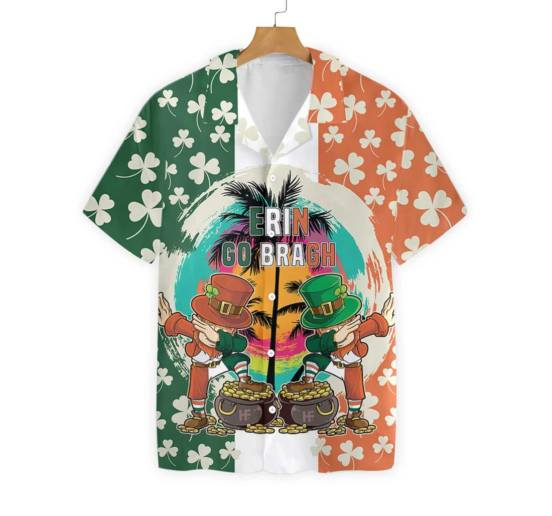 Saint Patrick's Day Leprechaun Shamrock Irish Hawaiian Shirt, Button Up Aloha Shirt For Men, Women