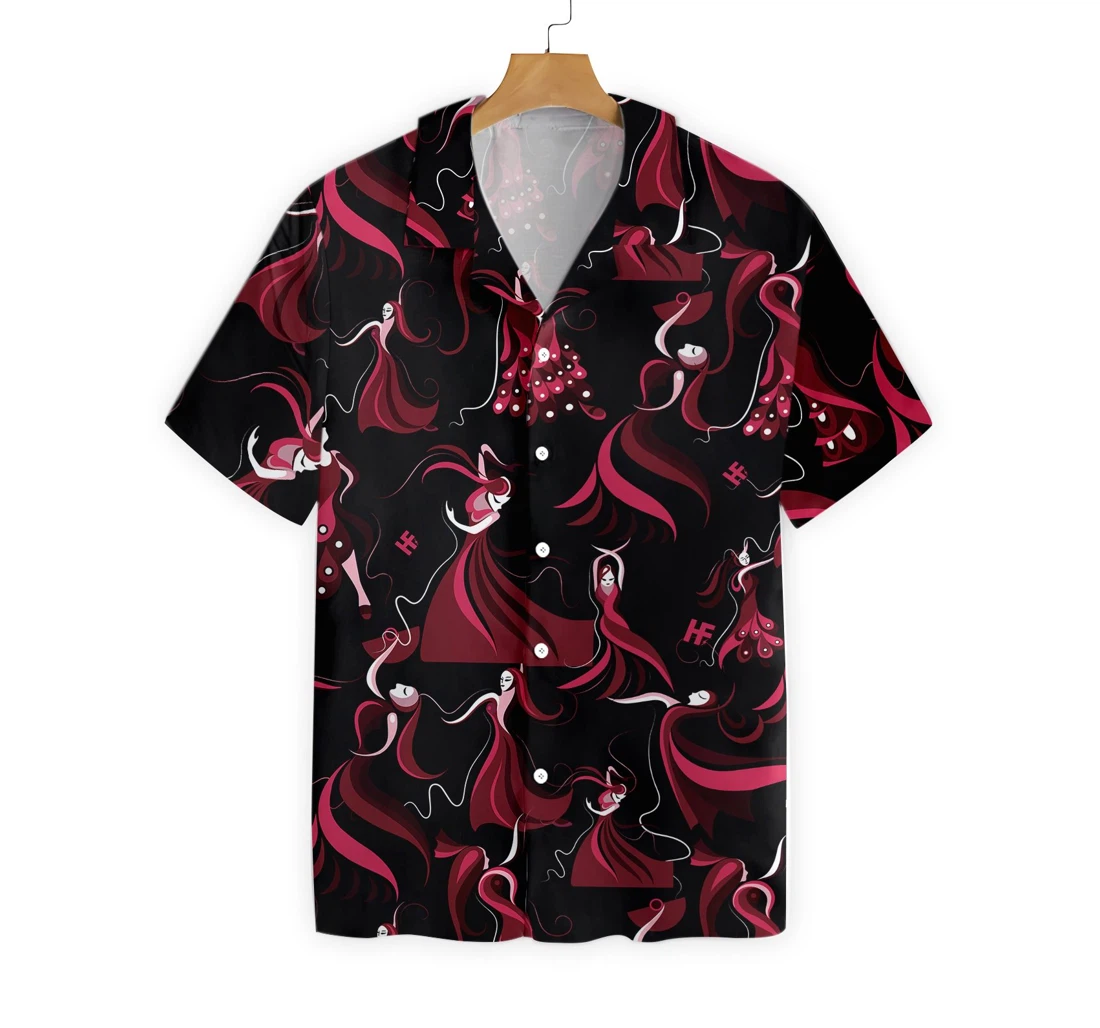 Flamenco Girl Dancing Hawaiian Shirt, Button Up Aloha Shirt For Men, Women