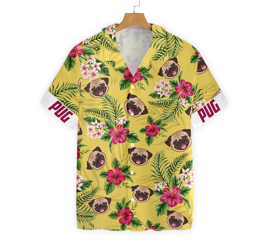 Pug Personalized Photo Custom Hawaiian Shirt, Button Up Aloha Shirt For Men, Women