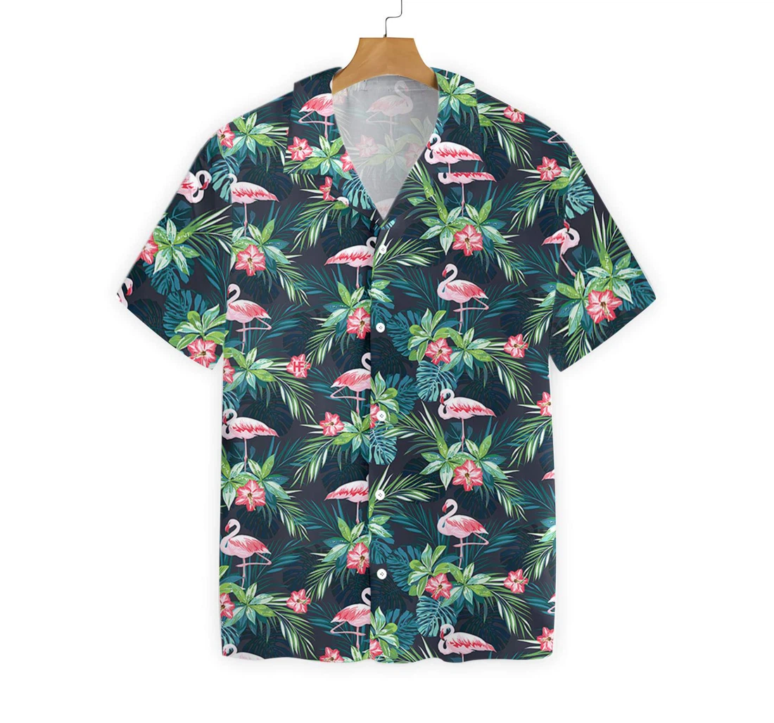 Flamingo Hawaiian Shirt, Button Up Aloha Shirt For Men, Women