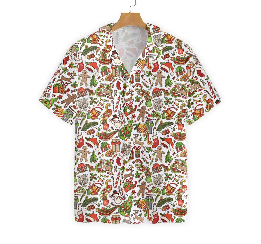 Merry Christmas Pattern 6 Hawaiian Shirt, Button Up Aloha Shirt For Men, Women