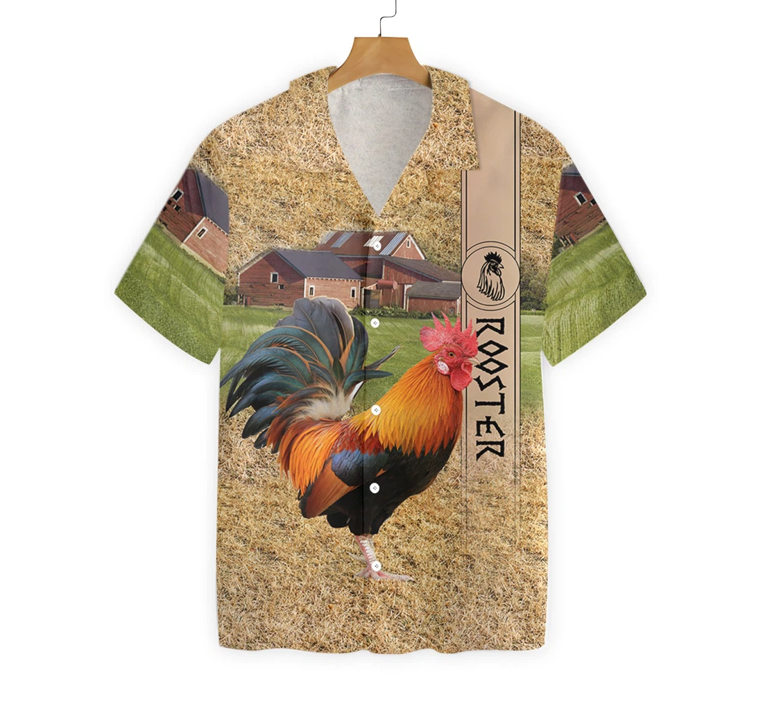 Rooster Hawaiian Shirt, Button Up Aloha Shirt For Men, Women