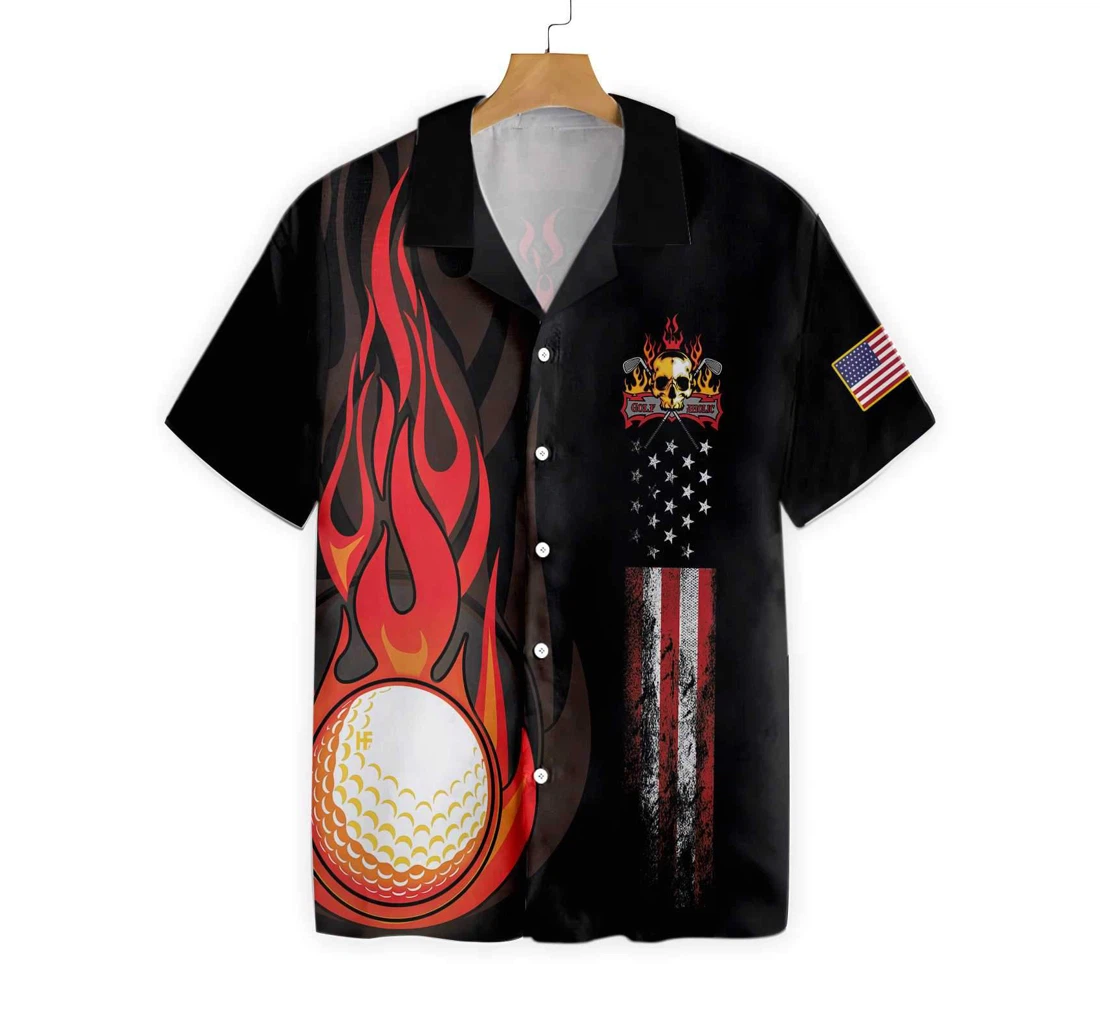 Golf Flame Hawaiian Shirt, Button Up Aloha Shirt For Men, Women