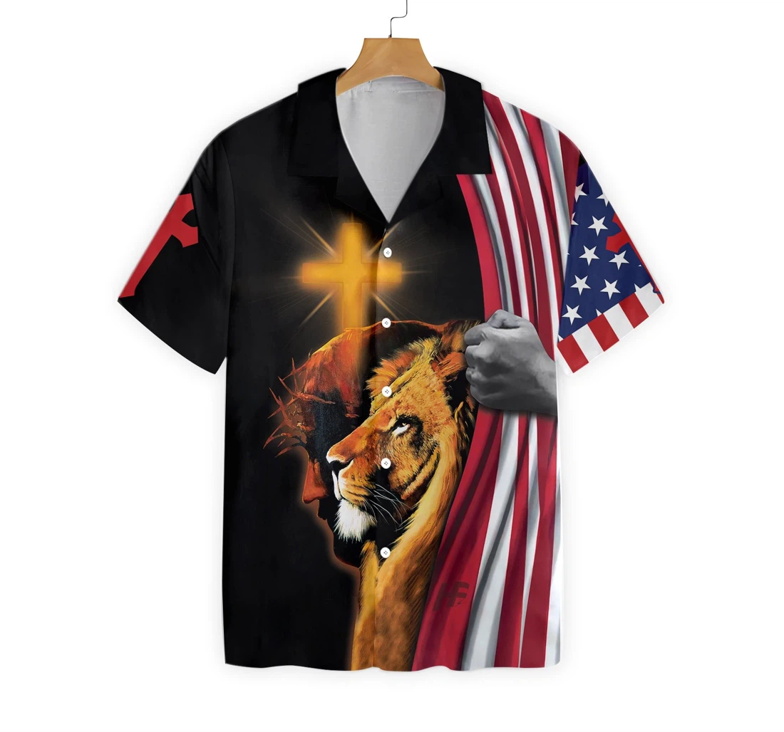 Lion And God Hawaiian Shirt, Button Up Aloha Shirt For Men, Women