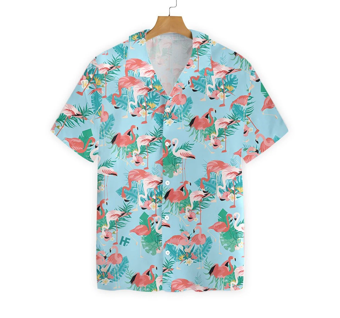 Flamingo Hawaiian Shirt, Button Up Aloha Shirt For Men, Women