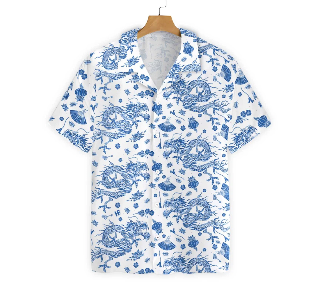 Ceramics Blue Pattern Ez Hawaiian Shirt, Button Up Aloha Shirt For Men, Women