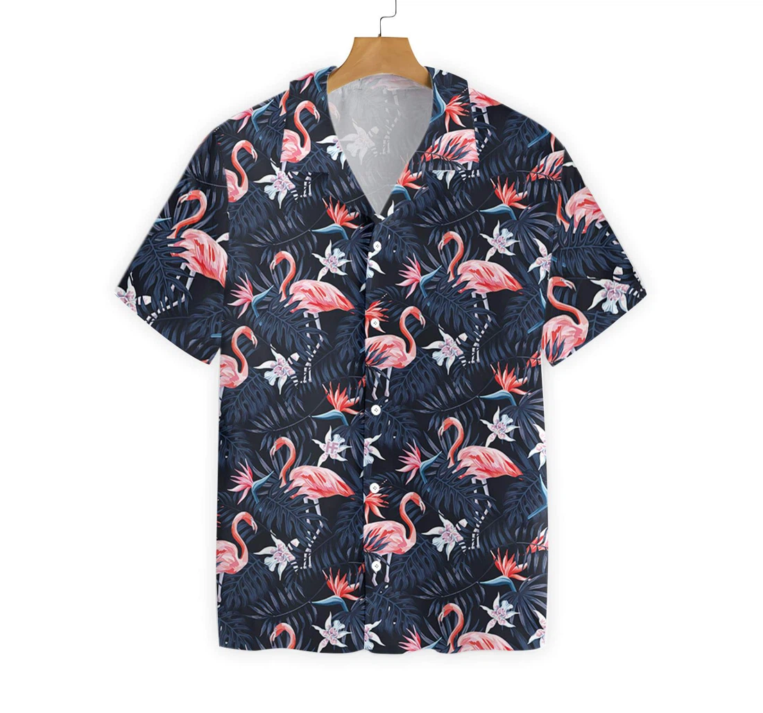 Flamingo Hawaiian Shirt, Button Up Aloha Shirt For Men, Women