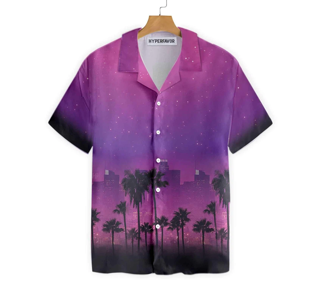 Los Angeles Cityscape Stylish Los Angeles Shirts And Hawaiian Shirt, Button Up Aloha Shirt For Men, Women