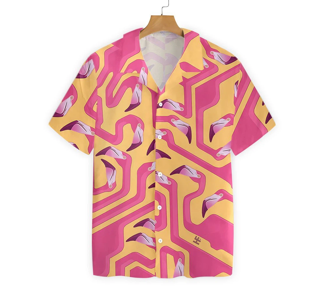 Flamingo Hawaiian Shirt, Button Up Aloha Shirt For Men, Women