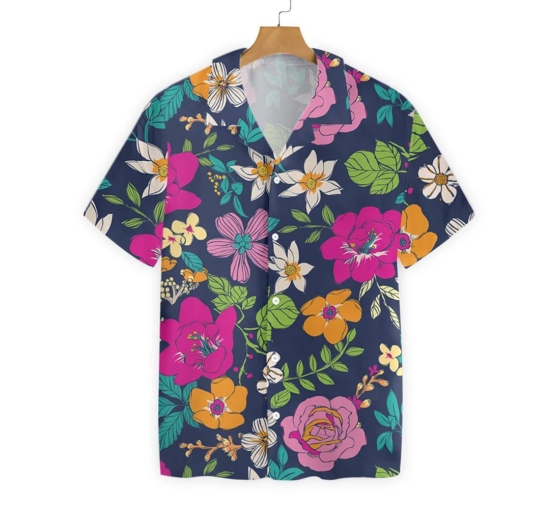 Flower Hawaiian Shirt, Button Up Aloha Shirt For Men, Women