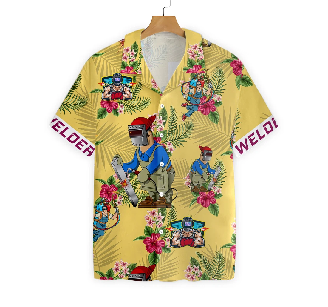 Welder Hawaiian Shirt, Button Up Aloha Shirt For Men, Women