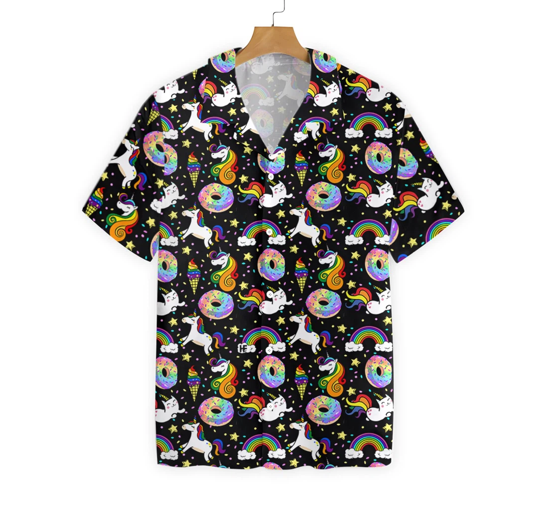 Rainbow Unicorn Kitticorn Hawaiian Shirt, Button Up Aloha Shirt For Men, Women