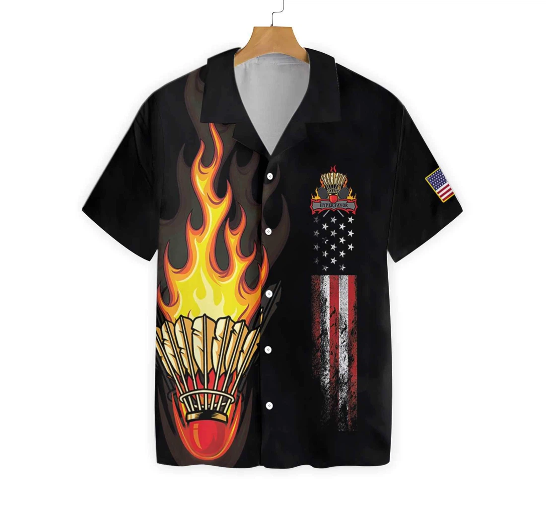 Badminton Flame Hawaiian Shirt, Button Up Aloha Shirt For Men, Women