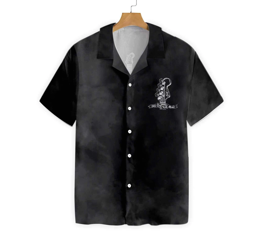 Live Rock And Roll Black And Smoke Guitar Hawaiian Shirt, Button Up Aloha Shirt For Men, Women