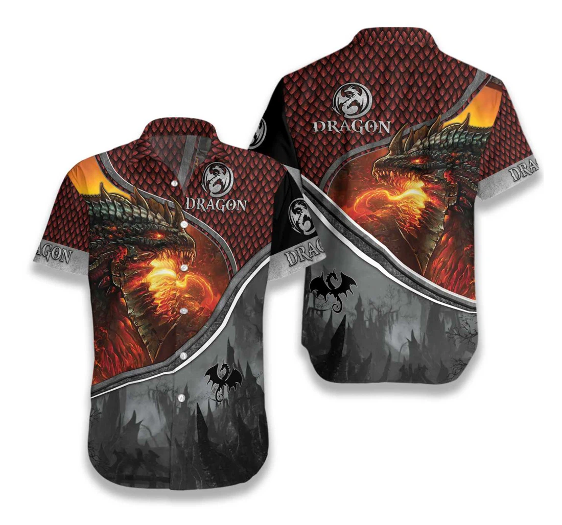 Magic Fire Dragon Hawaiian Shirt, Button Up Aloha Shirt For Men, Women