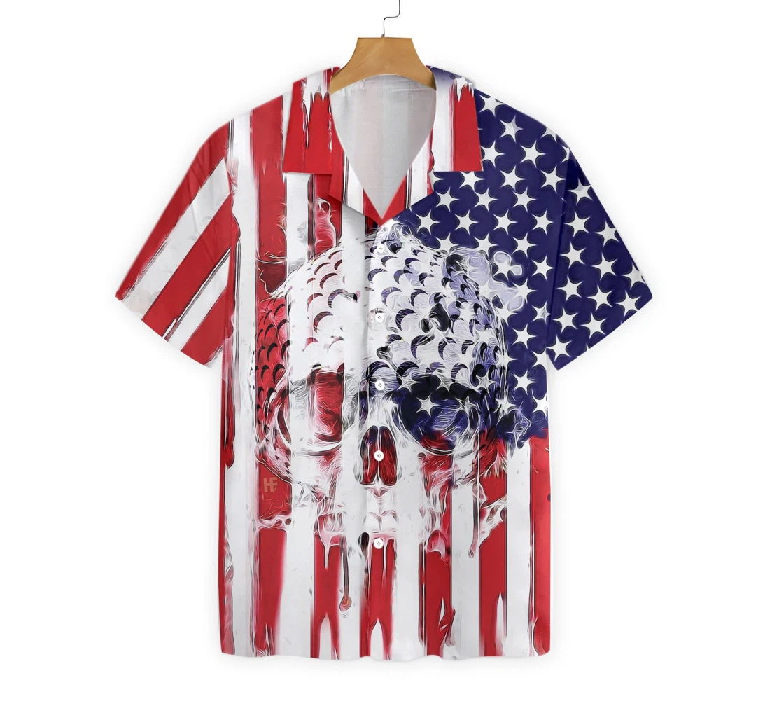 American Flag Golf Hawaiian Shirt, Button Up Aloha Shirt For Men, Women