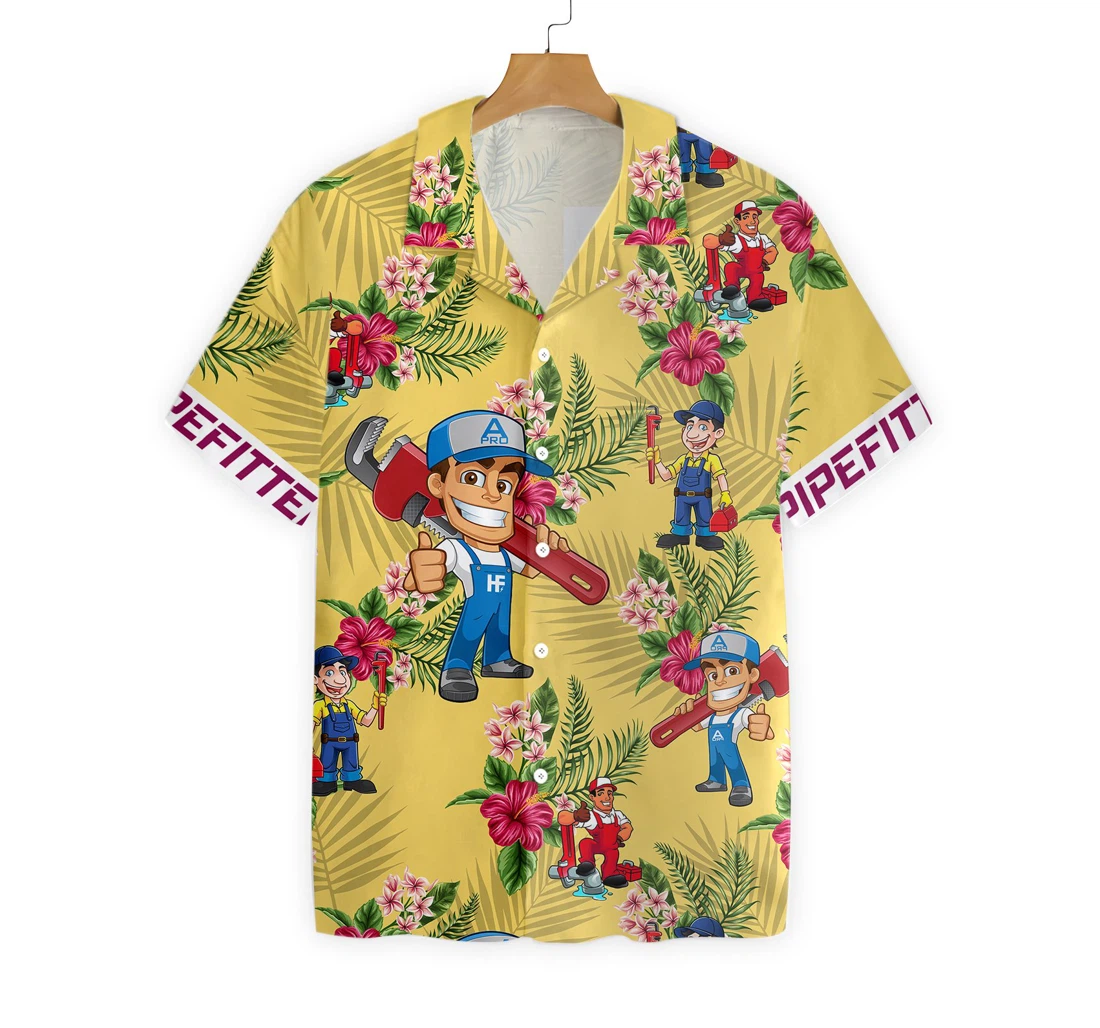 Pipefitter Hawaiian Shirt, Button Up Aloha Shirt For Men, Women