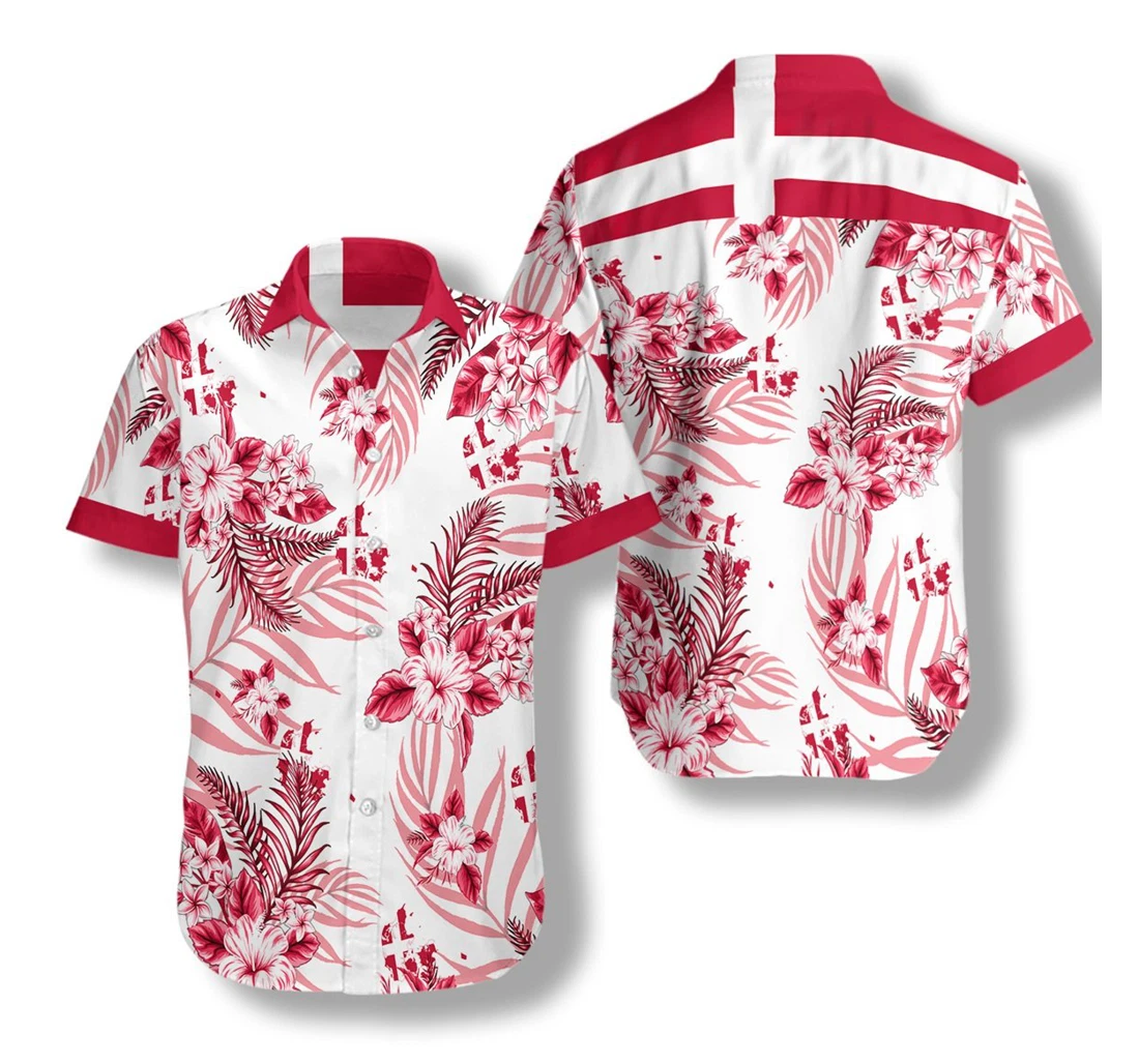 Denmark Hawaiian Shirt, Button Up Aloha Shirt For Men, Women