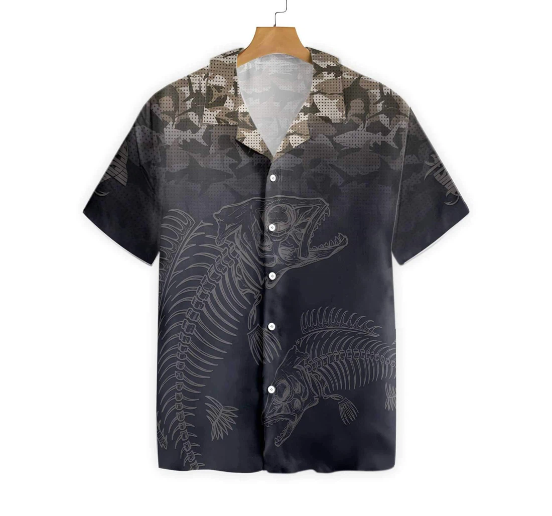 Fish Reaper Fish Skull Skeleton Hawaiian Shirt, Button Up Aloha Shirt For Men, Women