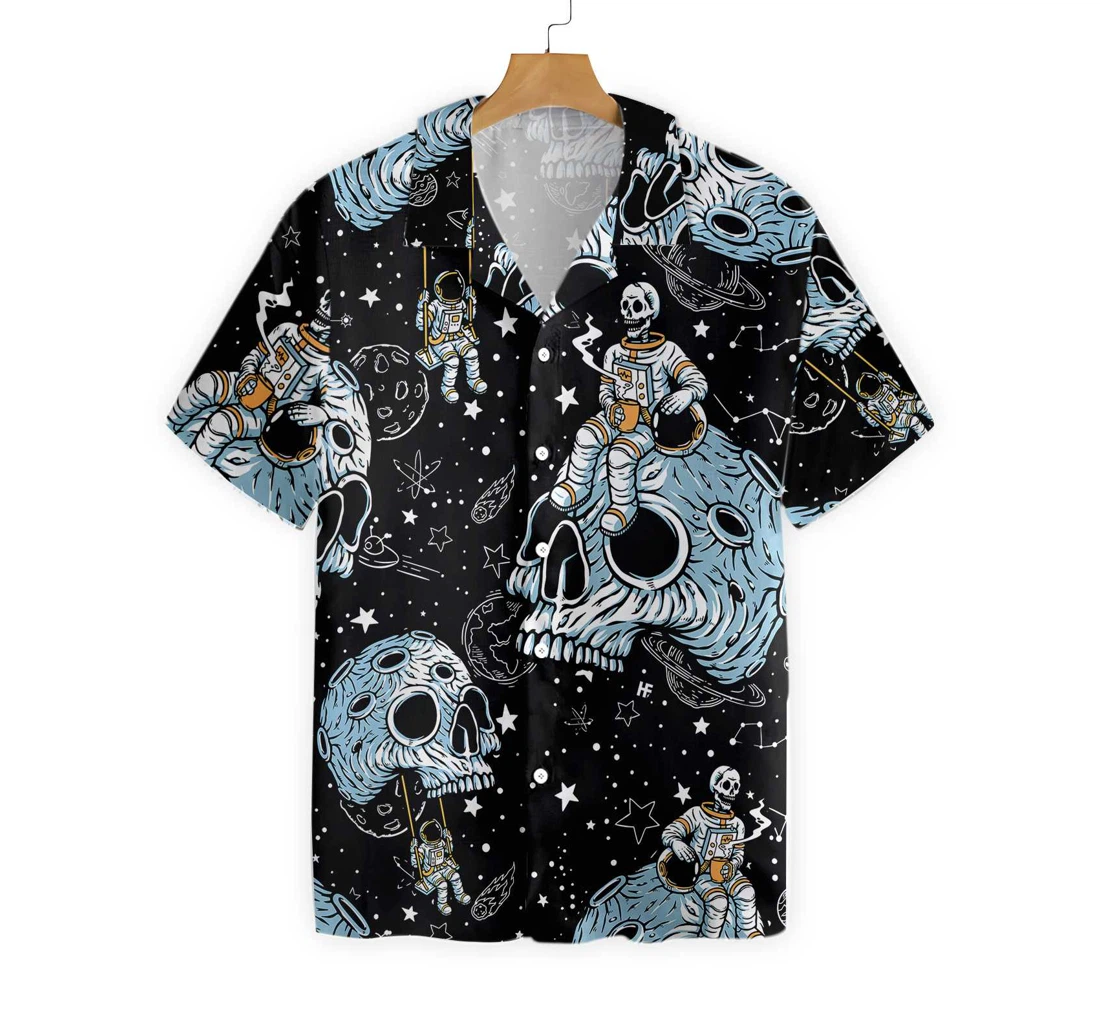 Lonely Skull Planet Outta Space Hawaiian Shirt, Button Up Aloha Shirt For Men, Women