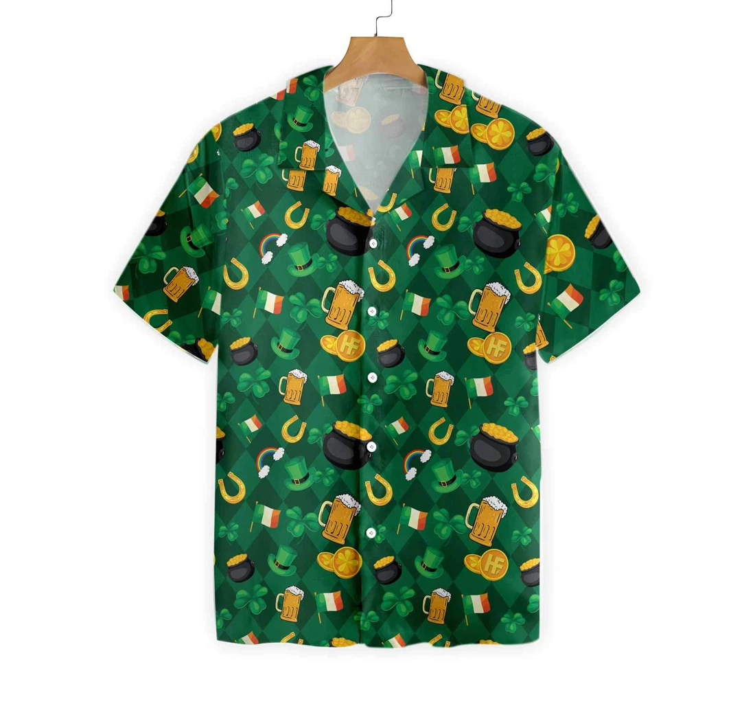 St Patrick's Day Hawaiian Shirt, Button Up Aloha Shirt For Men, Women