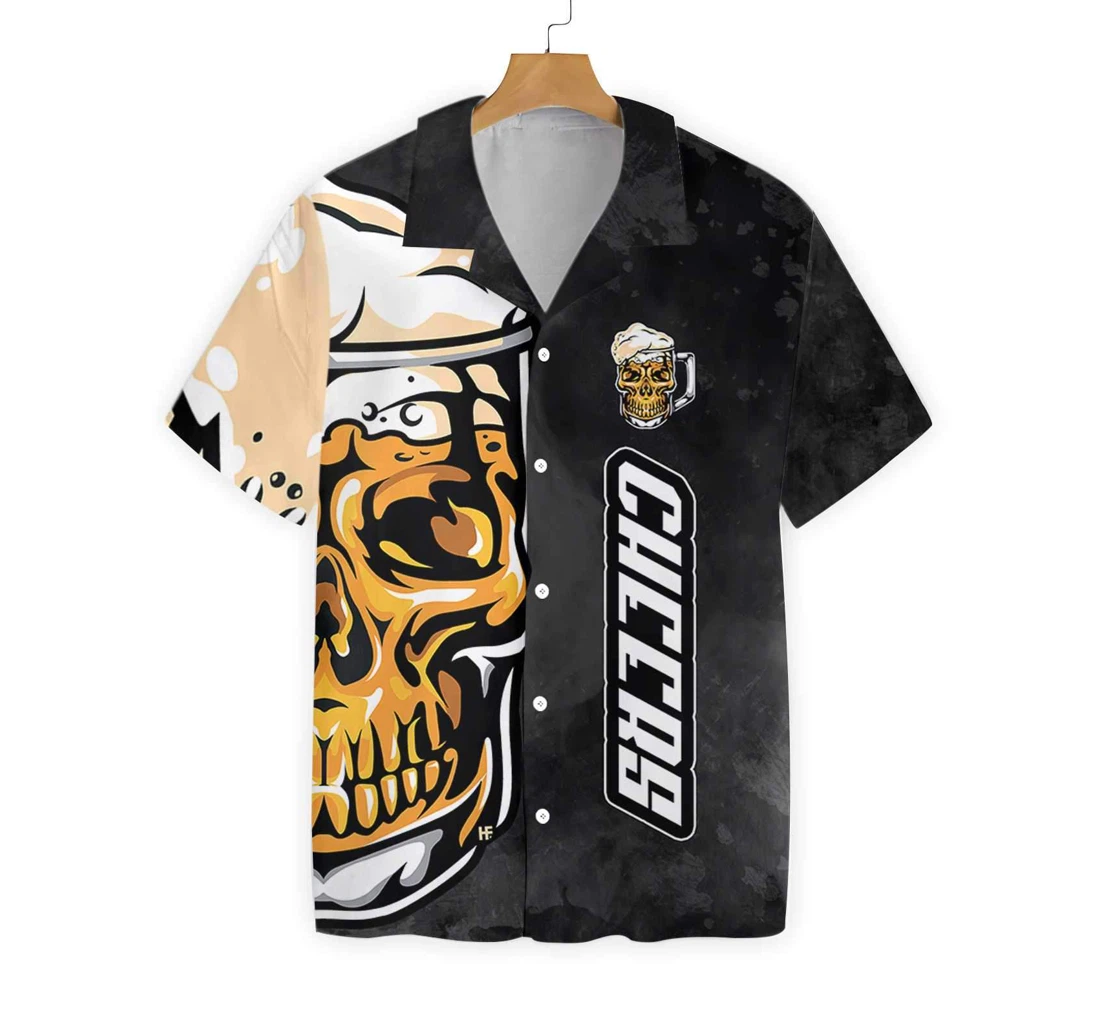 Cheers Skull Hawaiian Shirt, Button Up Aloha Shirt For Men, Women