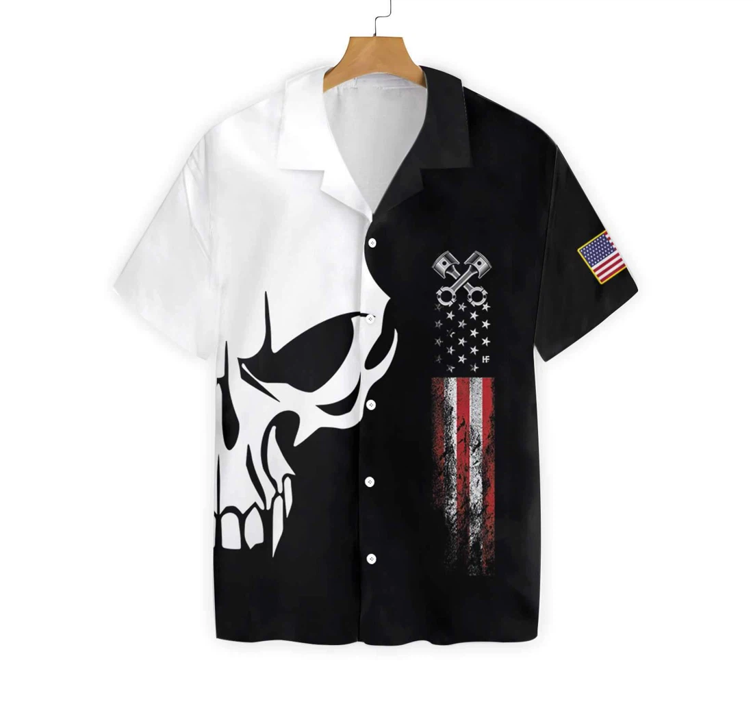 Mechanic Proud Skull Hawaiian Shirt, Button Up Aloha Shirt For Men, Women